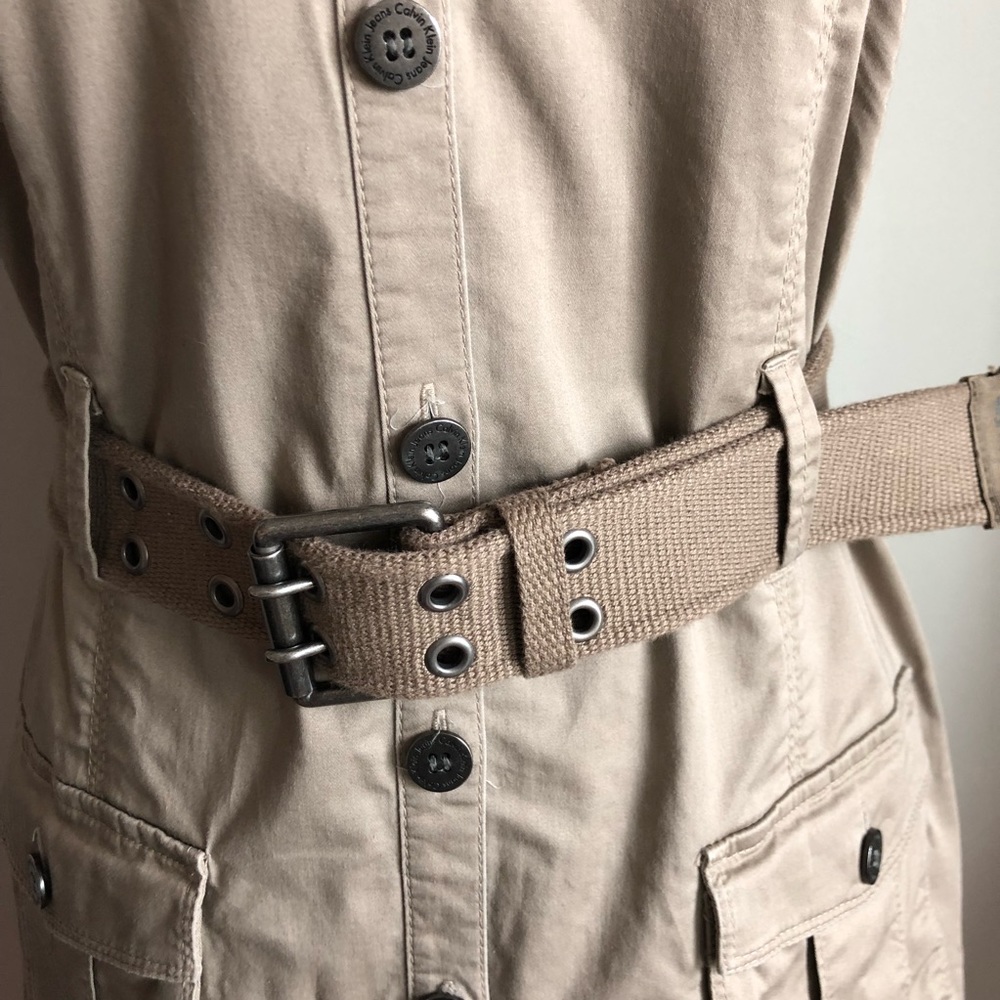 Button Down Calvin Klein Utility Belted Dress. S - image 3